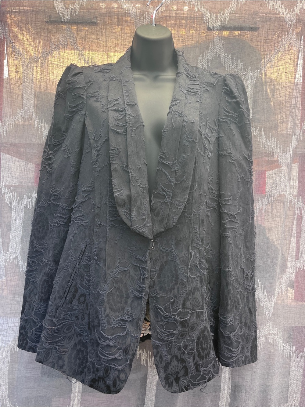RACHEL Rachel Roy Black Textured Shawl Collar Blazer